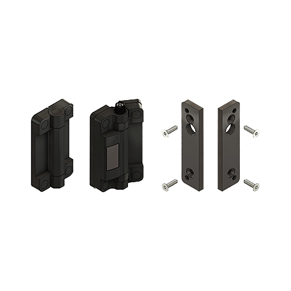 51-050-3 MODULAR SOLUTIONS ALUMINUM HINGE<BR>30 SAFETY SWITCH SET W/8 PIN M12, BLACK